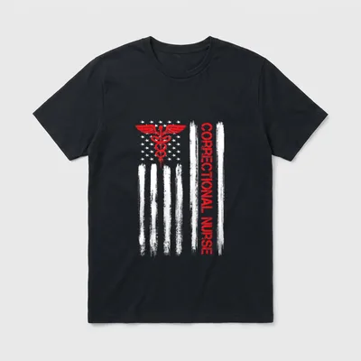Correctional Nurse Nursing Patriotic US American T-Shirt – Classic T-Shirt in Black