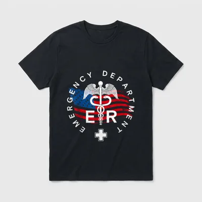 Patriotic Emergency Department ER Nurse T-Shirt – Classic T-Shirt in Black