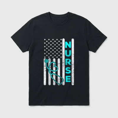 Nurse American Flag RN LPN CNA T-Shirt – Classic T-Shirt in Black
