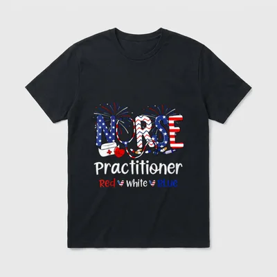 Red White Blue Nurse Practitioner T-Shirt – Classic T-Shirt in Black