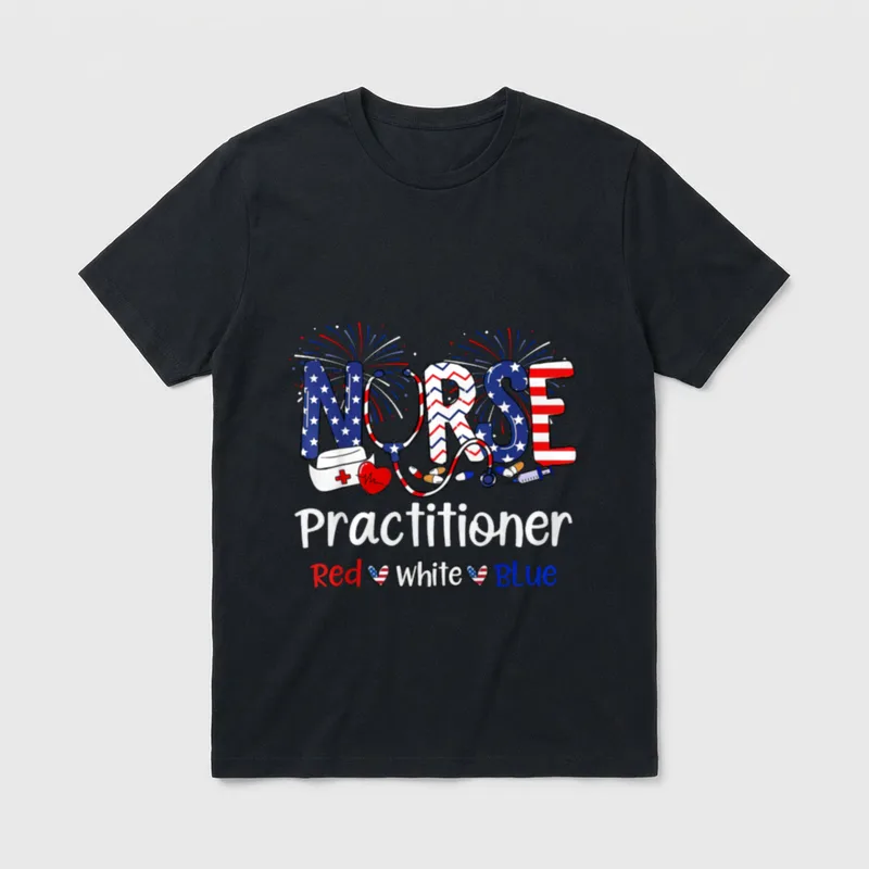 Red White Blue Nurse Practitioner T-Shirt – Classic T-Shirt in Black