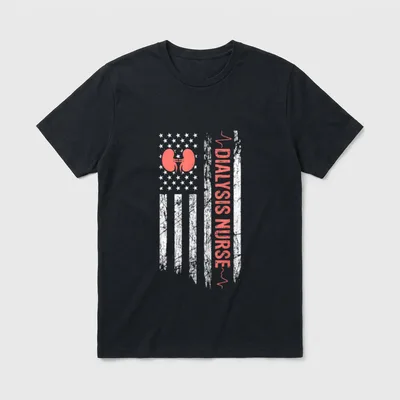 USA Flag Dialysis Nurse T-Shirt – Classic T-Shirt in Black