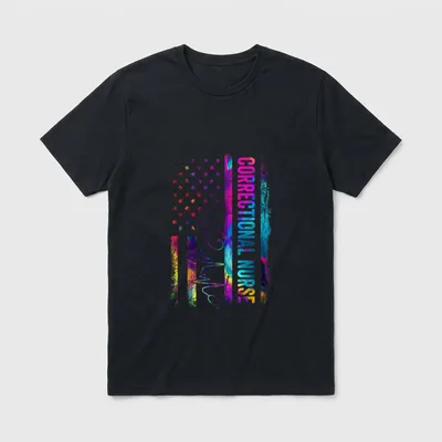 Correctional Nurse Tie Dye American Flag T-Shirt – Classic T-Shirt in Black