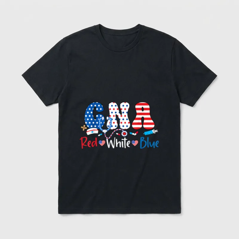 White and Blue CNA American Nurse T-Shirt – Classic T-Shirt in Black