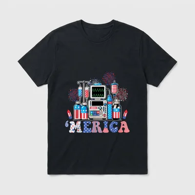 Patriotic Medical Machine Merica 4th T-Shirt – Classic T-Shirt in Black