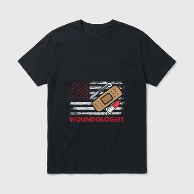 Wound Care Nurse Woundologist American Flag T-Shirt – Classic T-Shirt in Black