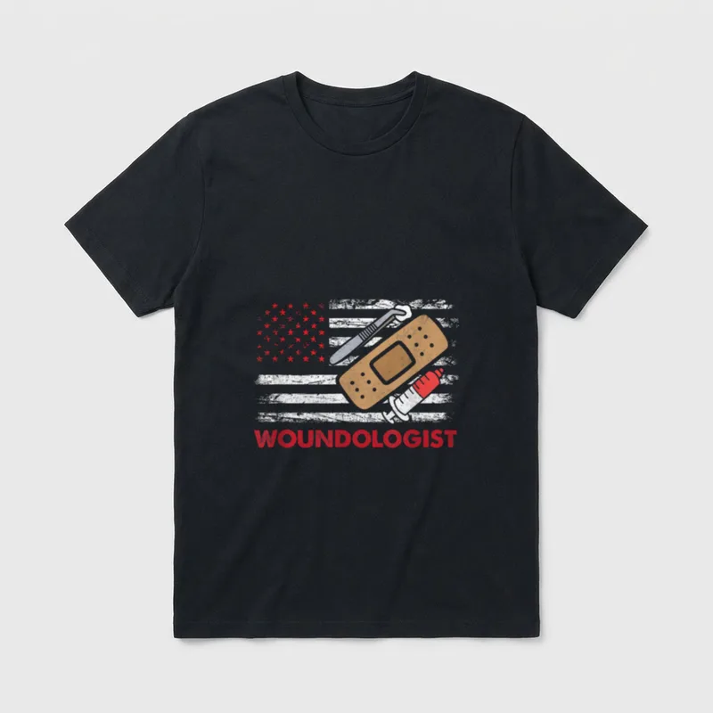 Wound Care Nurse Woundologist American Flag T-Shirt – Classic T-Shirt in Black