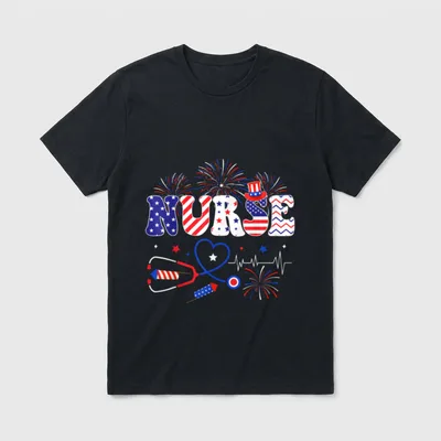 Patriotic Nurse Independence Day American 4th T-Shirt – Classic T-Shirt in Black