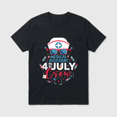 Medical Assistant 4th of July Nurse T-Shirt – Classic T-Shirt in Black