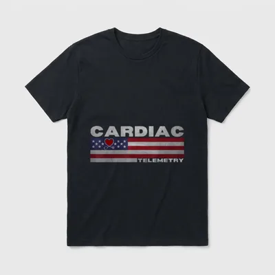 Cardiac Telemetry Nursing American Flag Nurse T-Shirt – Classic T-Shirt in Black
