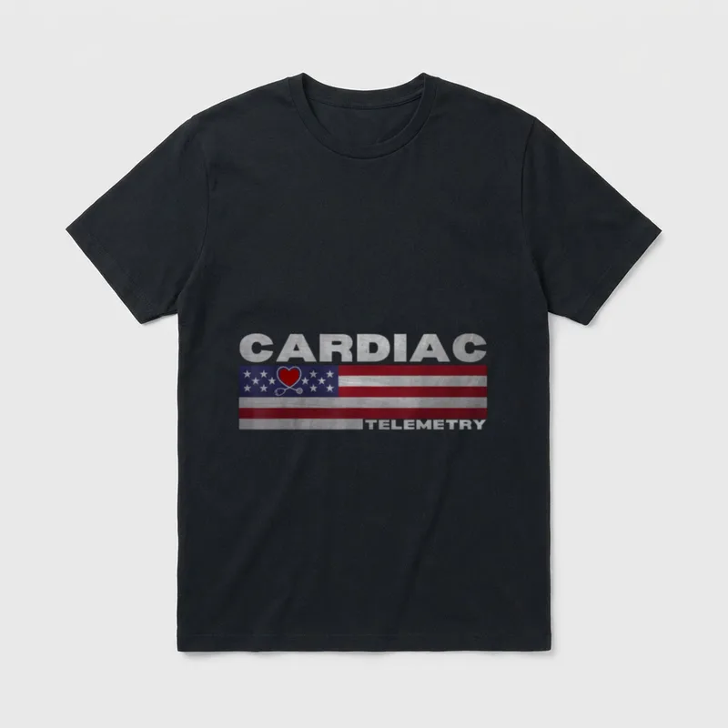 Cardiac Telemetry Nursing American Flag Nurse T-Shirt – Classic T-Shirt in Black