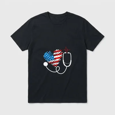 American Patriot Nurse Patriotic USA Nursing T-Shirt – Classic T-Shirt in Black