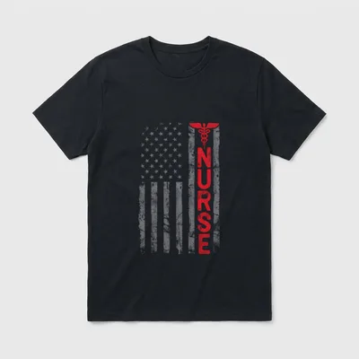 Flag Pride RN LVN CAN Nurse T-Shirt – Classic T-Shirt in Black