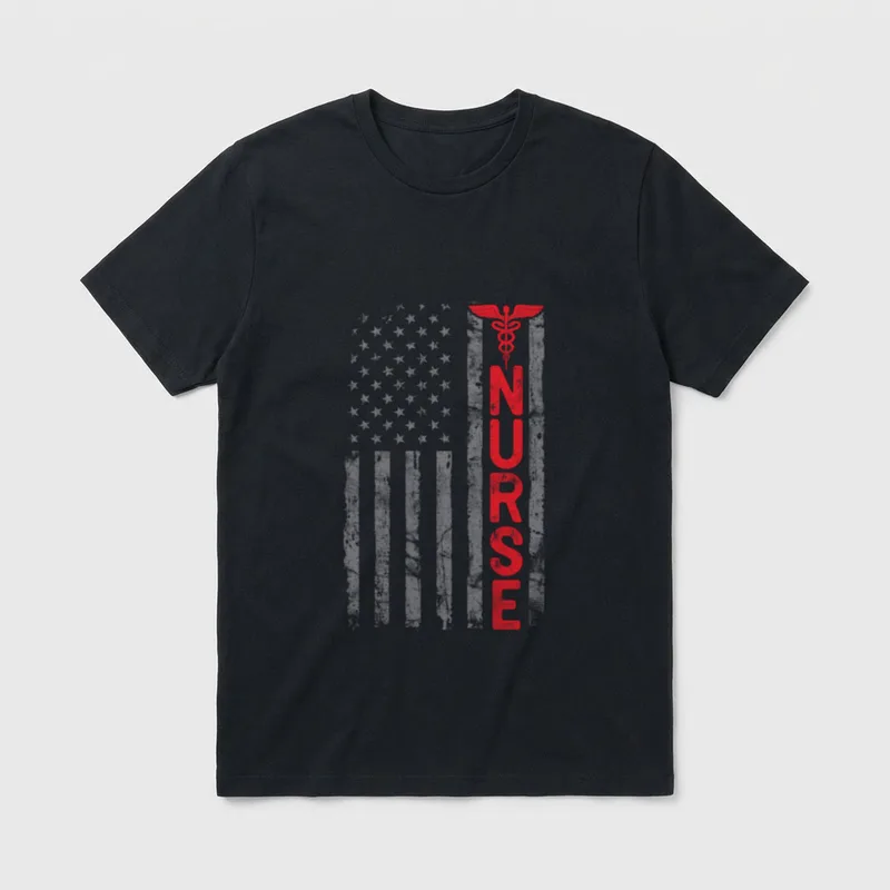 Flag Pride RN LVN CAN Nurse T-Shirt – Classic T-Shirt in Black