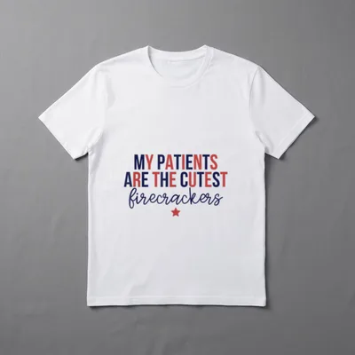 4th of July Nurse T-Shirt – My Patients Are The Cutest firecrackers text and star – Classic T-Shirt in Black