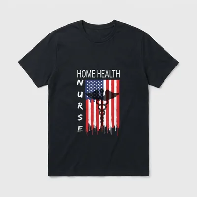Home Health Nursing US Flag HH T-Shirt – Classic T-Shirt in Black