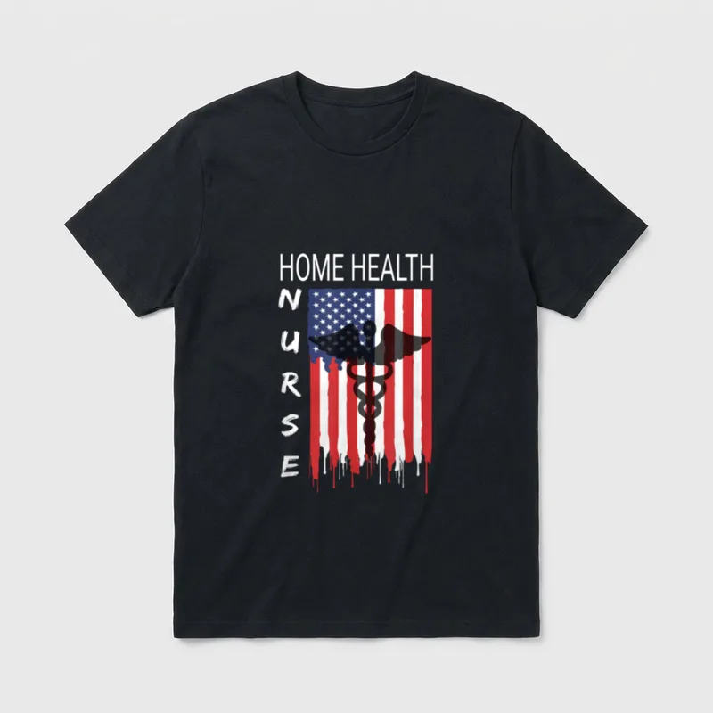 Home Health Nursing US Flag HH T-Shirt – Classic T-Shirt in Black