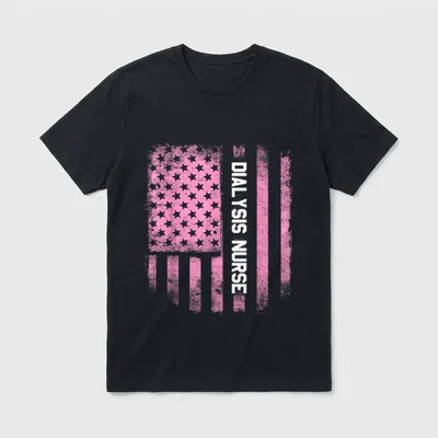 Nursing Dialysis Nurse American Flag Kids T-Shirt – Classic T-Shirt in Black