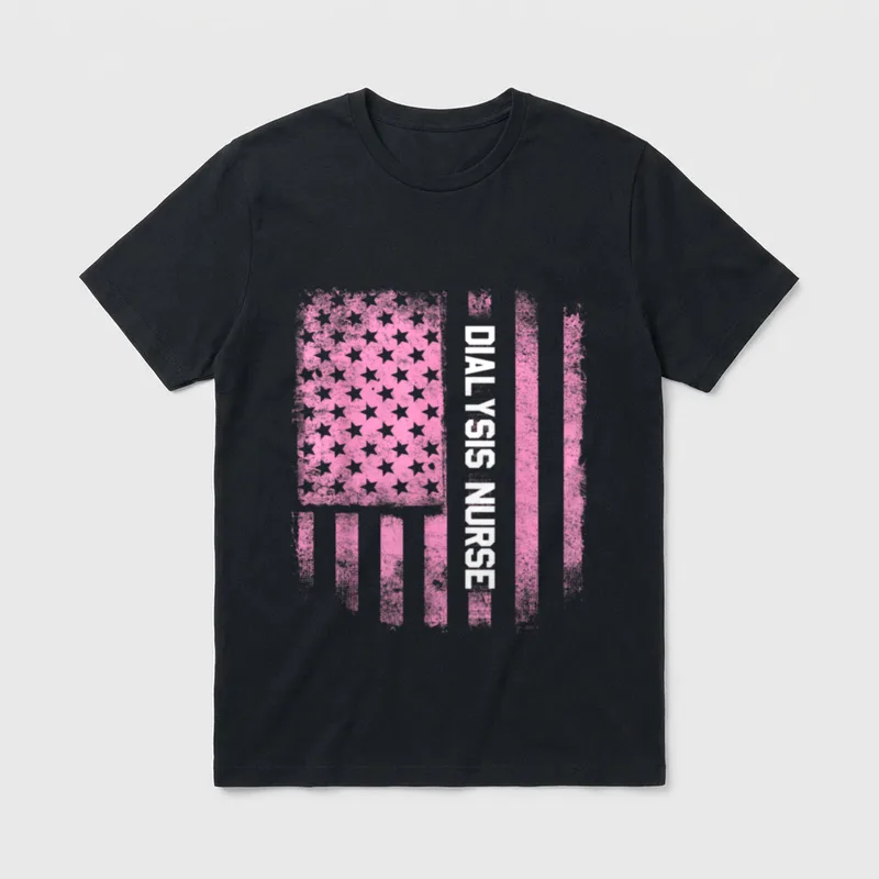 Nursing Dialysis Nurse American Flag Kids T-Shirt – Classic T-Shirt in Black