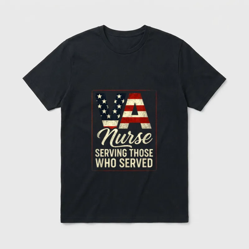 VA Nurse Proud Veteran Healthcare Heroes T-Shirt – VA Nurse Serving Those Who Served print – Classic T-Shirt in Black