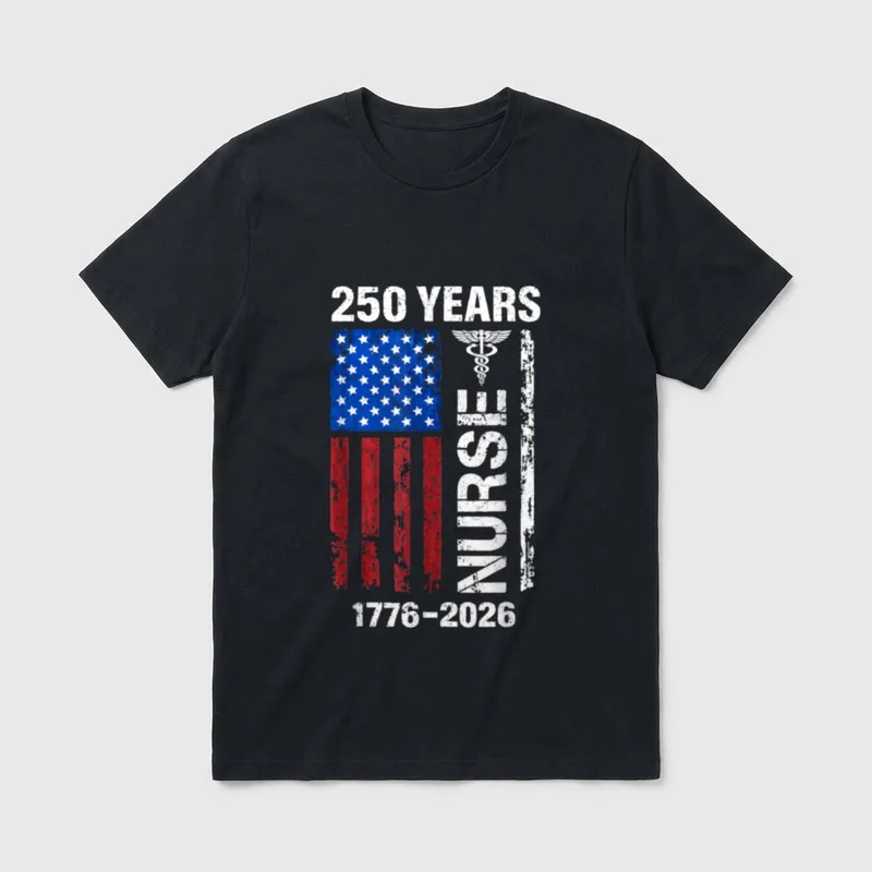 USA Nurse 250 Years Anniversary 1776 T-Shirt – Classic T-Shirt in Black