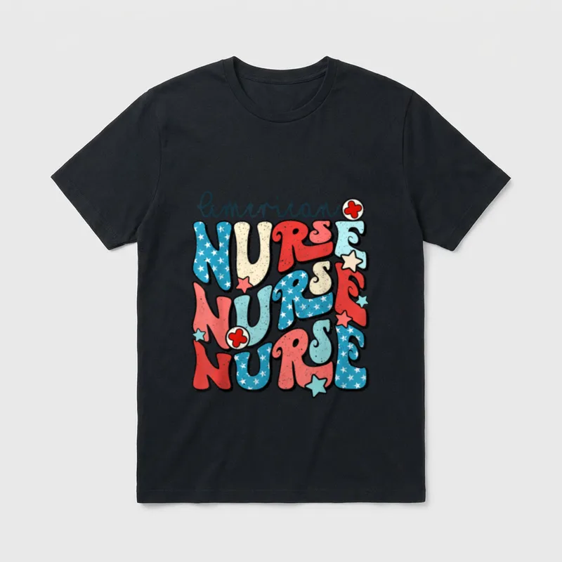 American Nurse 4th of July Memorial T-Shirt – Classic T-Shirt in Black