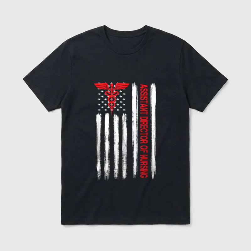 American Flag Assistant Director of Nursing T-Shirt – Classic T-Shirt in Black