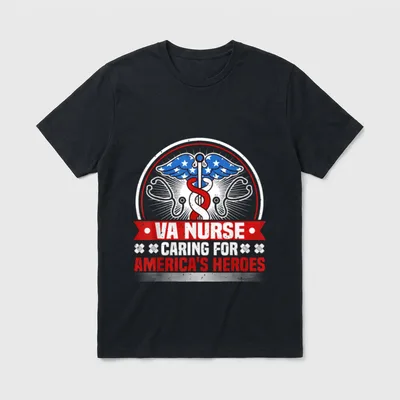 VA Nurse Veteran T-Shirt – VA Nurse Caring for America's Heroes – Classic T-Shirt in Black