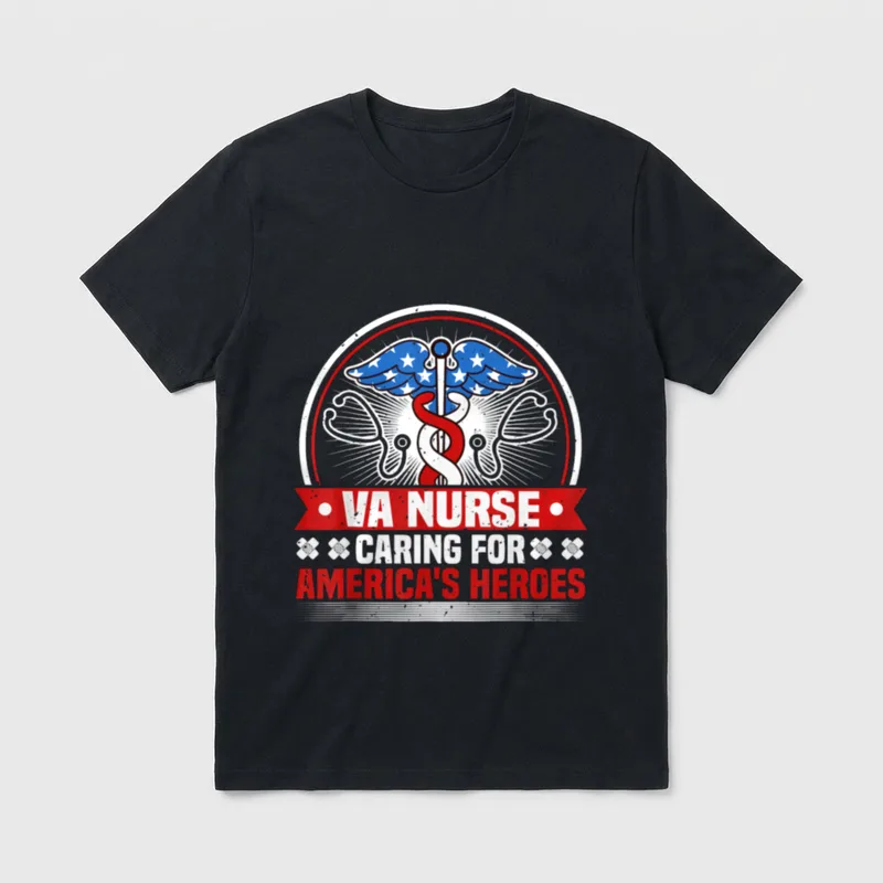 VA Nurse Veteran T-Shirt – VA Nurse Caring for America's Heroes – Classic T-Shirt in Black