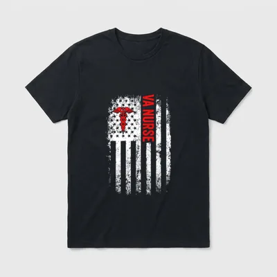 USA American Flag VA Nurse Appreciation T-Shirt – Classic T-Shirt in Black