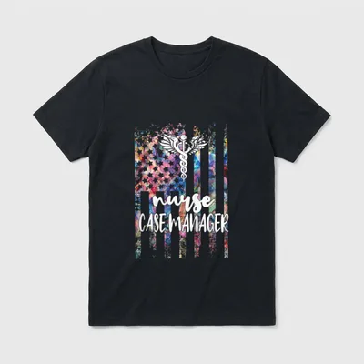 Nurse Case Manager American Flag RN T-Shirt – Classic T-Shirt in Black