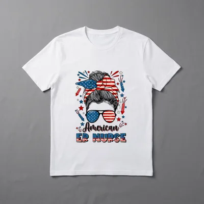 4th of July Emergency Nurse American T-Shirt – Classic T-Shirt in Black
