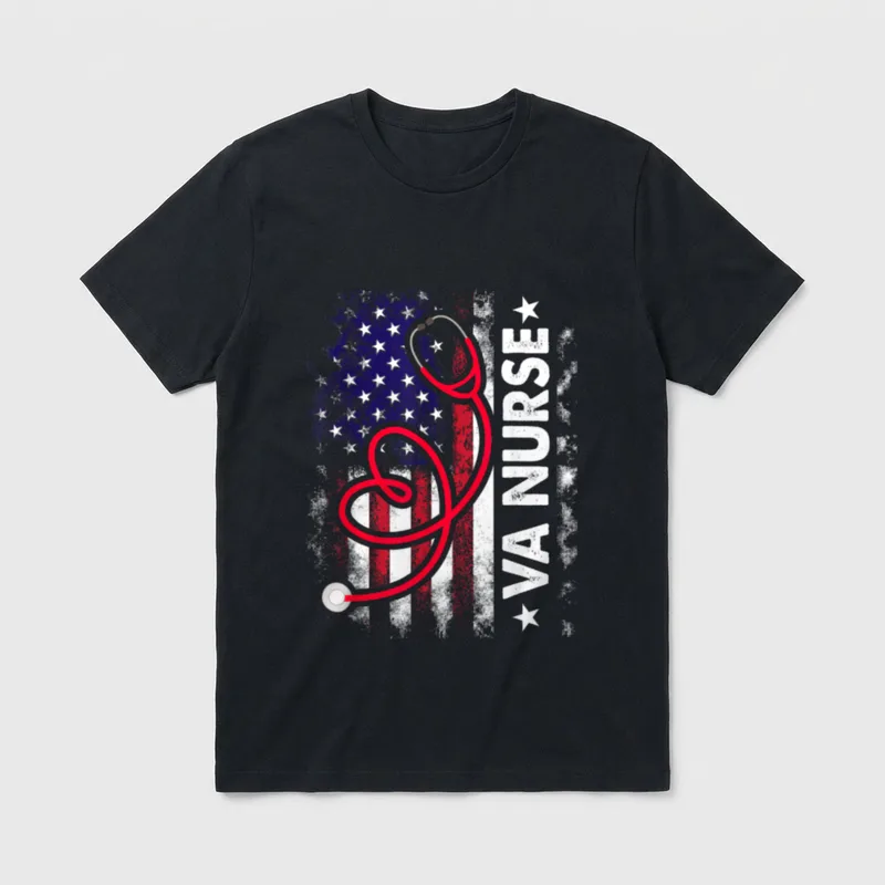 American Flag VA Nurse Patriotic Lightweight T-Shirt – Classic T-Shirt in Black