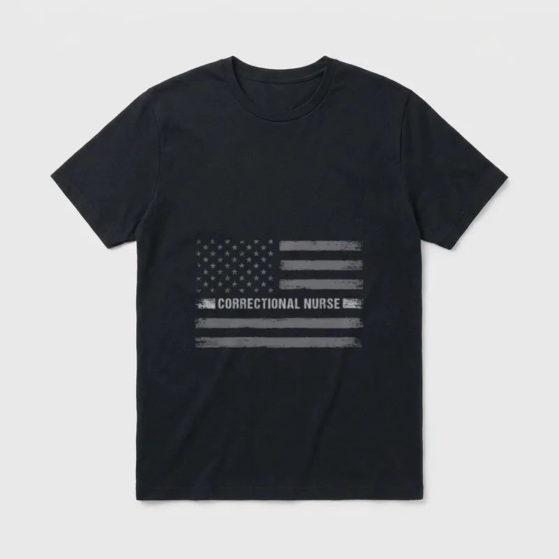 Correctional Nurse USA American Flag Vintage T-Shirt – Classic T-Shirt in Black