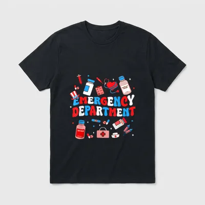 Emergency Department ER Nurse USA Flag T-Shirt – Classic T-Shirt in Black