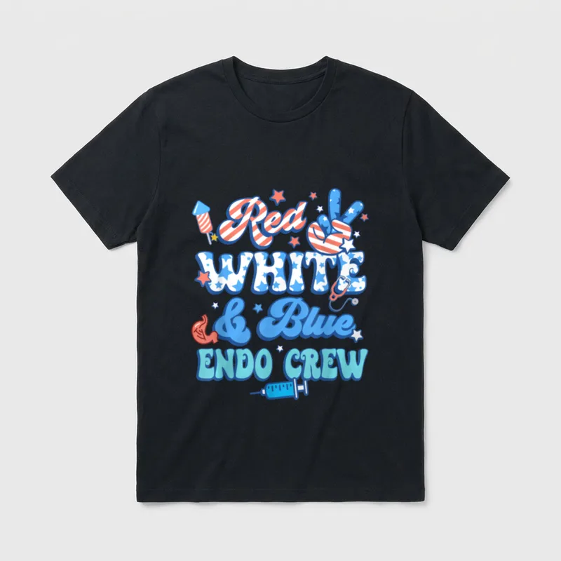 Red White Blue Endo Crew Nurse T-Shirt – Classic T-Shirt in Black