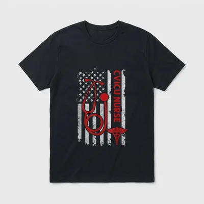 Patriotic Cvicu Nurse American 4th T-Shirt – Classic T-Shirt in Black