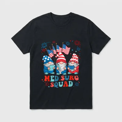 Nurse Med Surg Squad Gnomes 4th T-Shirt – Classic T-Shirt in Black