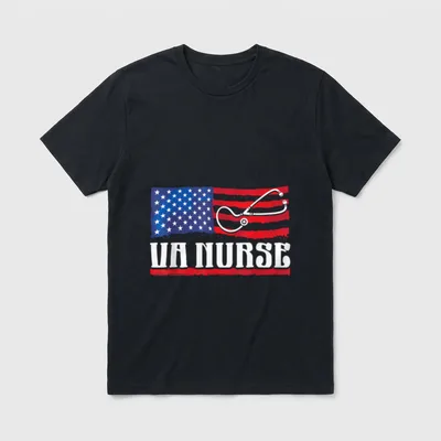 American Flag Vintage VA Veteran Nurse T-Shirt – Classic T-Shirt in Black