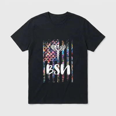 BSN American Flag Nursing T-Shirt – Classic T-Shirt in Black
