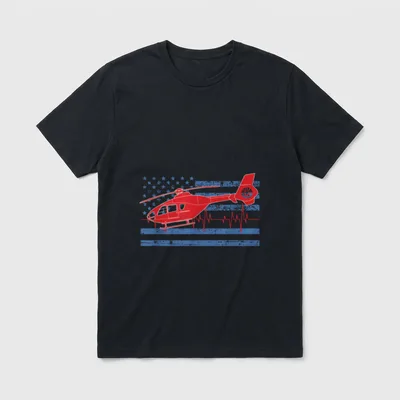 American Flag Flight Nurse Heartbeat T-Shirt – Classic T-Shirt in Black