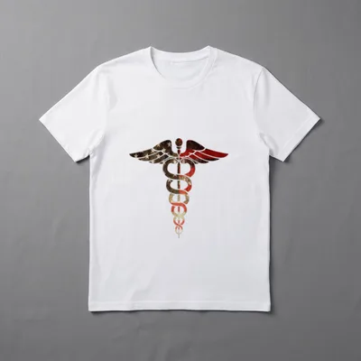 Patriotic Flag Caduceus T-Shirt – Distressed American flag caduceus medical symbol with wings – Classic T-Shirt in Black