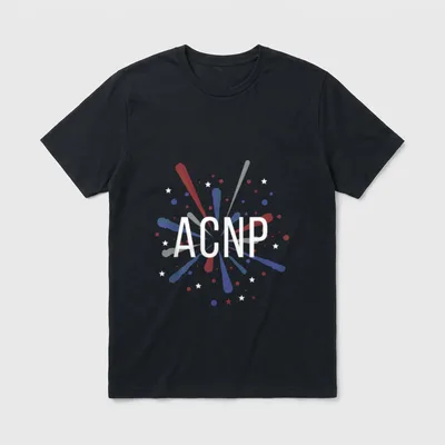 ACNP Acute Care Nurse Practitioner USA T-Shirt – ACNP letters over red, white, and blue fireworks – Classic T-Shirt in Black