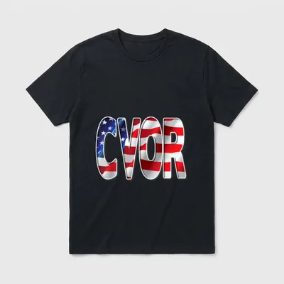 Nurses USA Flag Stars Stripes CVOR T-Shirt – CVOR text filled with an American flag pattern – Classic T-Shirt in Black