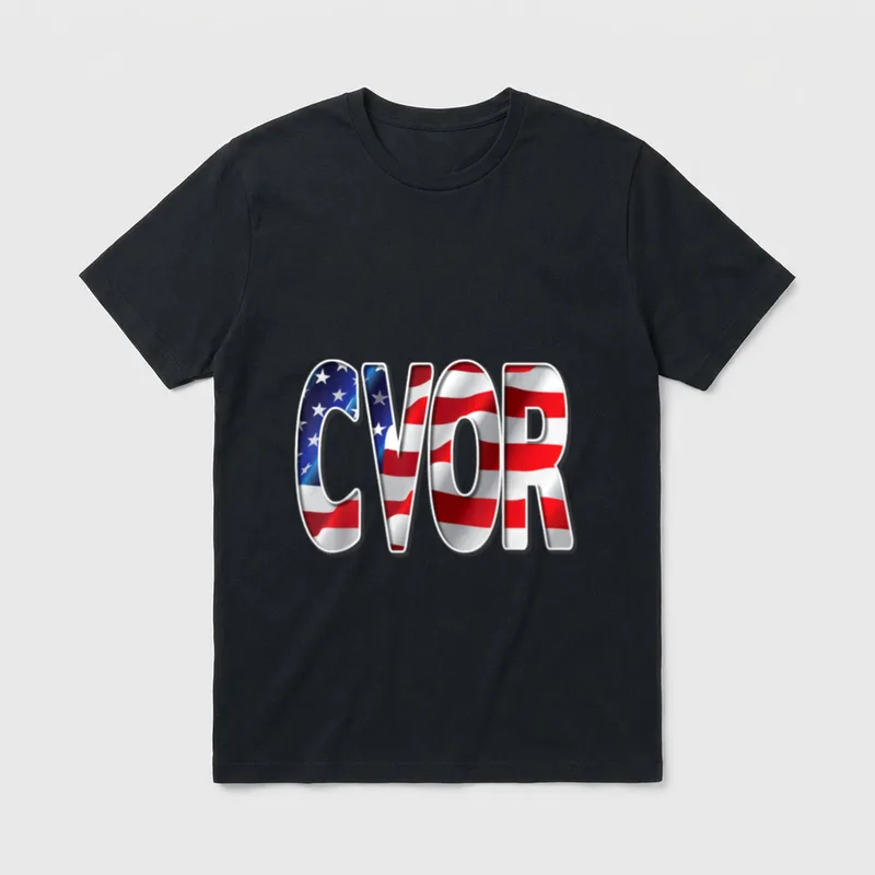 Nurses USA Flag Stars Stripes CVOR T-Shirt – CVOR text filled with an American flag pattern – Classic T-Shirt in Black