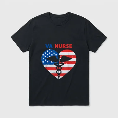 VA Nurse Nursing Staff USA Flag T-Shirt – Classic T-Shirt in Black