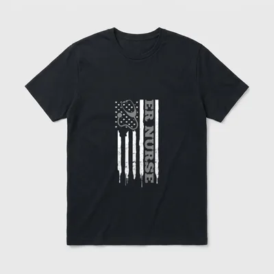 ER Nurse Patriotic US American Flag T-Shirt – Classic T-Shirt in Black