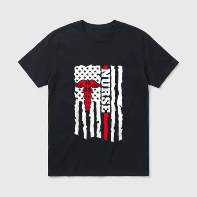 Nurse USA American Flag Nursing Medicine T-Shirt – Classic T-Shirt in Black
