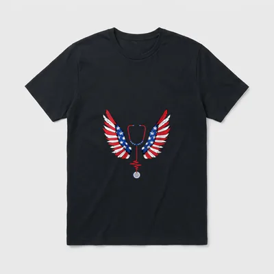 Nurse American Flag 4th of Patriotic T-Shirt – Classic T-Shirt in Black
