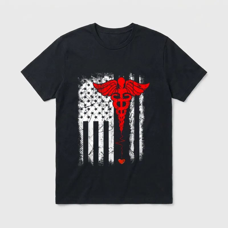 Patriot Nurse Thin Red Line American T-Shirt – Classic T-Shirt in Black